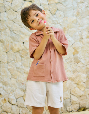 Tommy Waffle Knits Button Down Shirt With Toucan Embroidery product photo