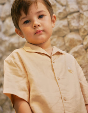 Ron Linen Blend Banana Embroidered Lido Shirt product photo
