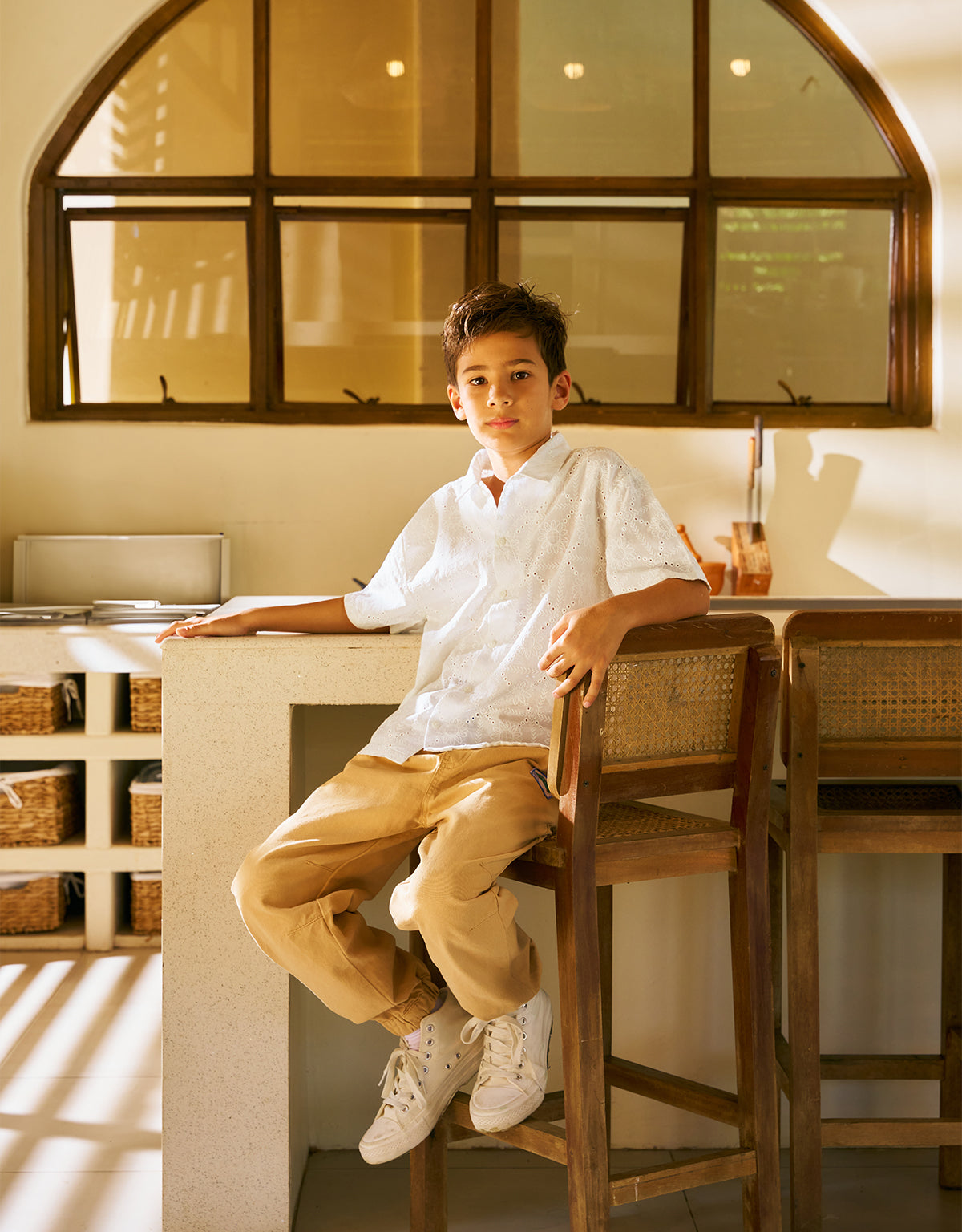 LOKI TILE EYELET EMBROIDERED SHIRT