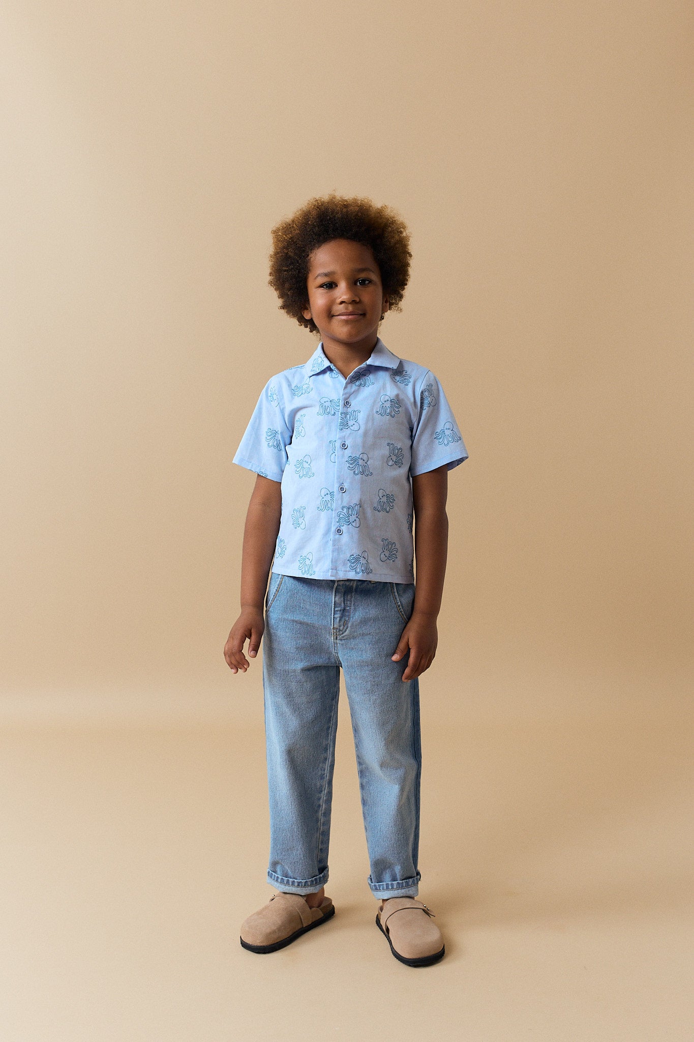 MIGUEL BUTTON-DOWN SHIRT WITH OCTOPUS EMBROIDERY