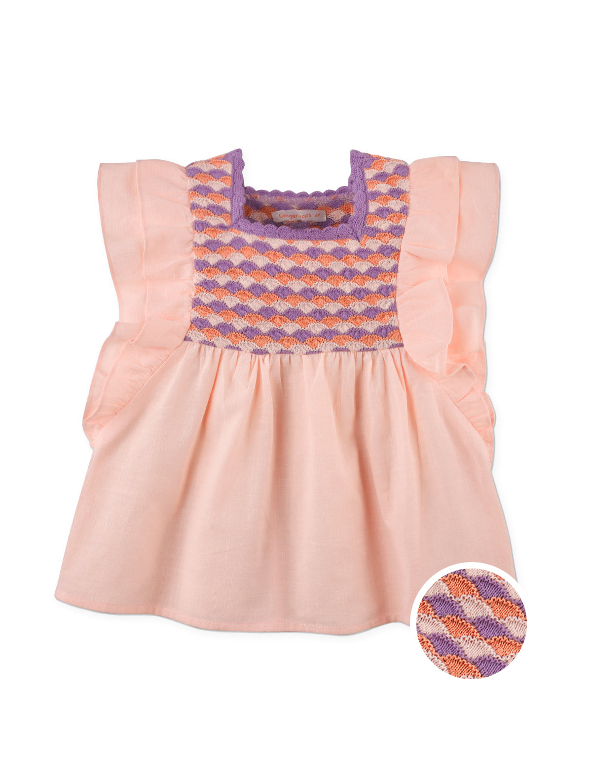 SYLVIA RUFFLED TOP WITH CROCHET-STYLE YOKE