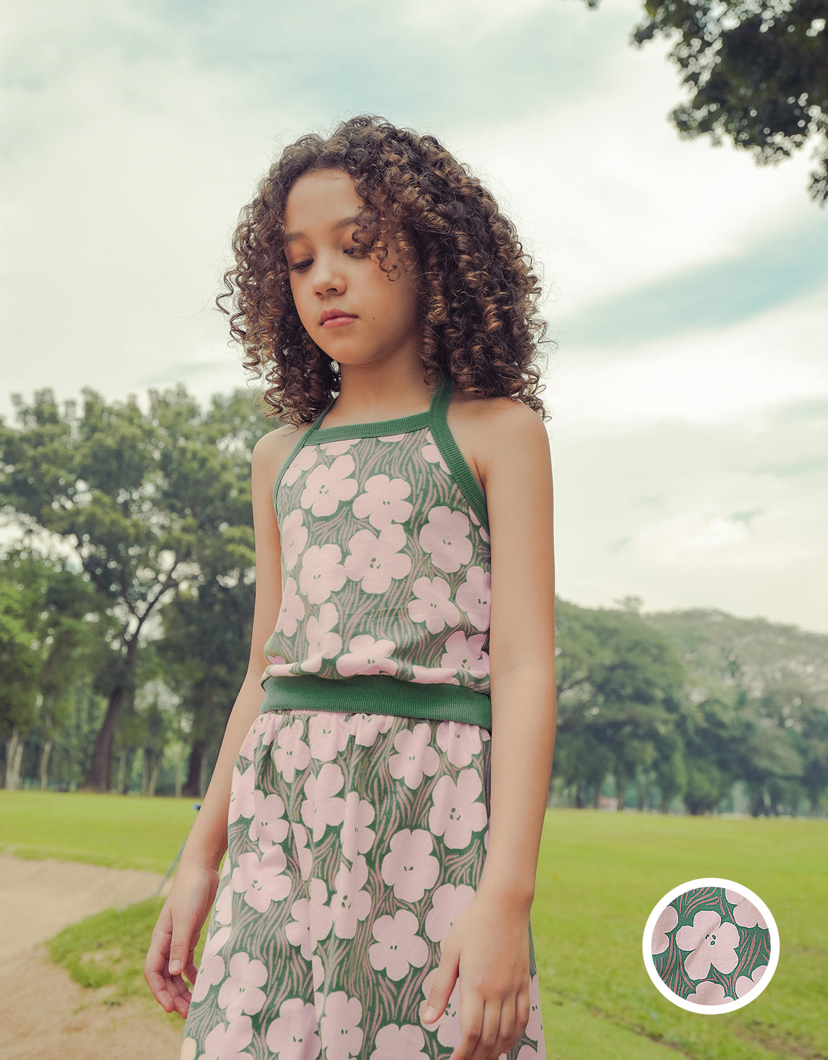 NAOMI TERRY TOP BLOSSOMS WITH RIBBINGS