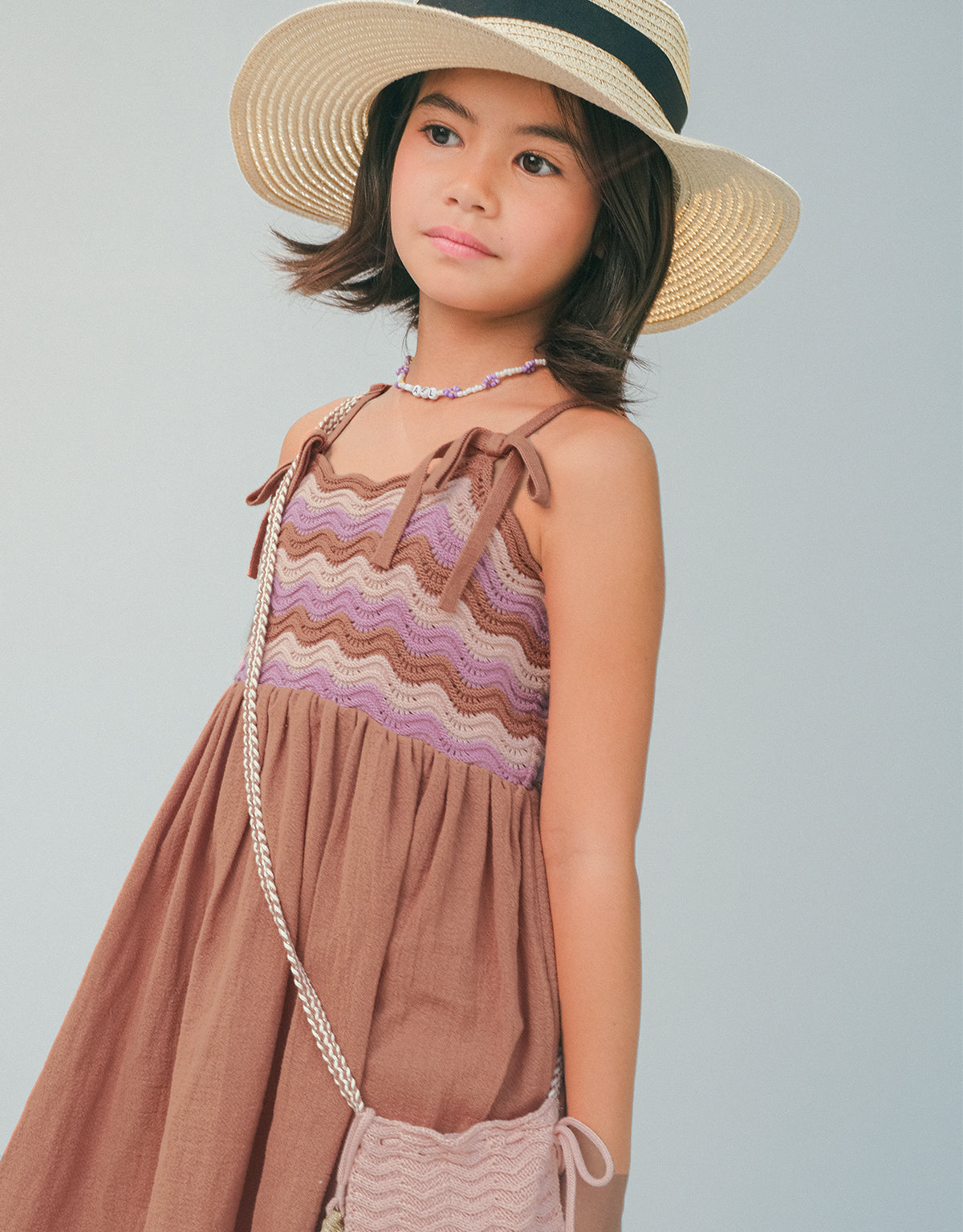 MALAYA SUN DRESS WITH WAVY KNITTED BODICE