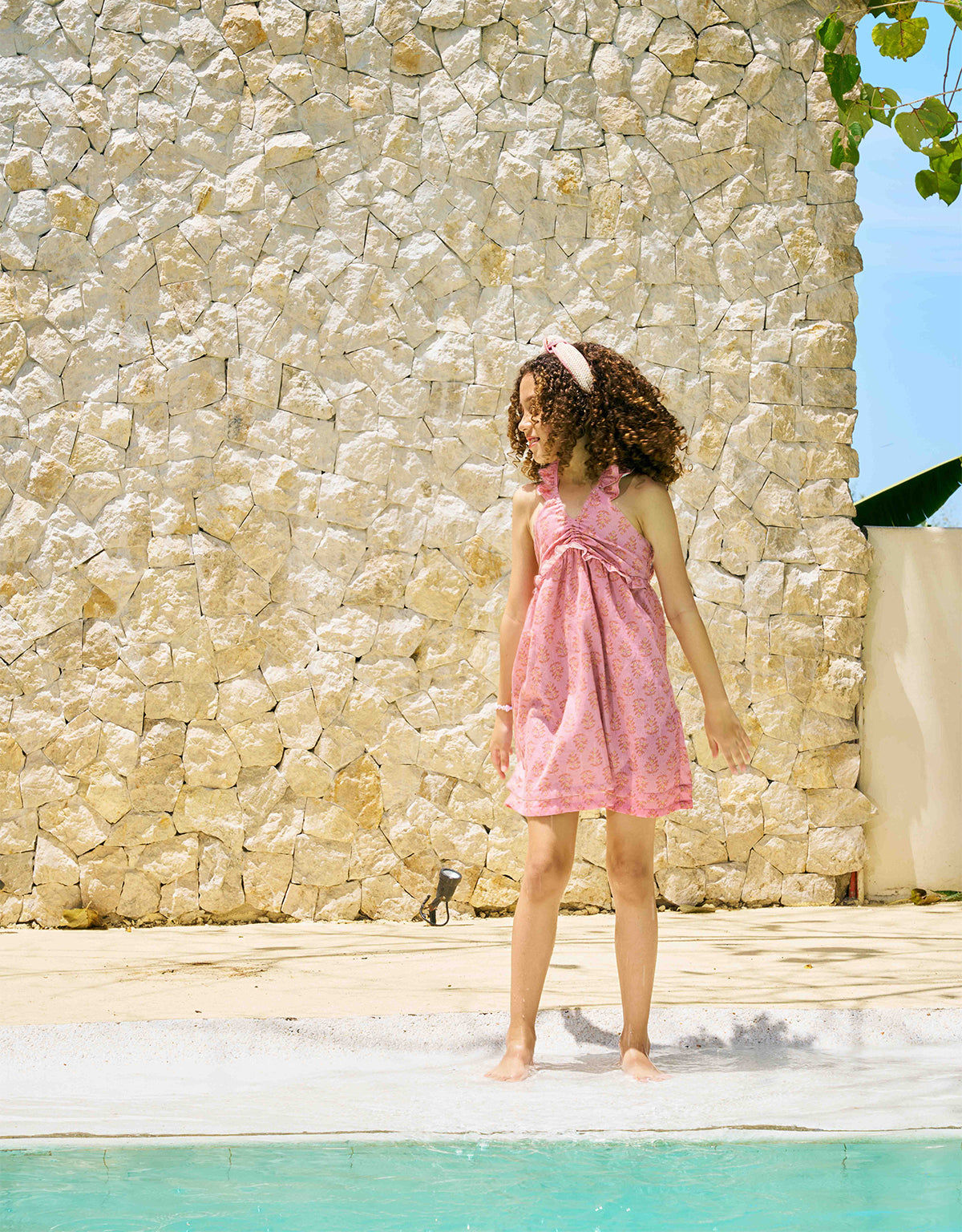 REGINA CHEESECLOTH HALTER DRESS WITH RUFFLES