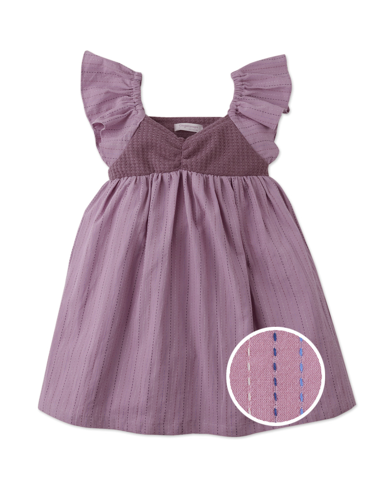 PORTIA KNITTED SWEETHEART BODICE DRESS WITH RUFFLE SLEEVES