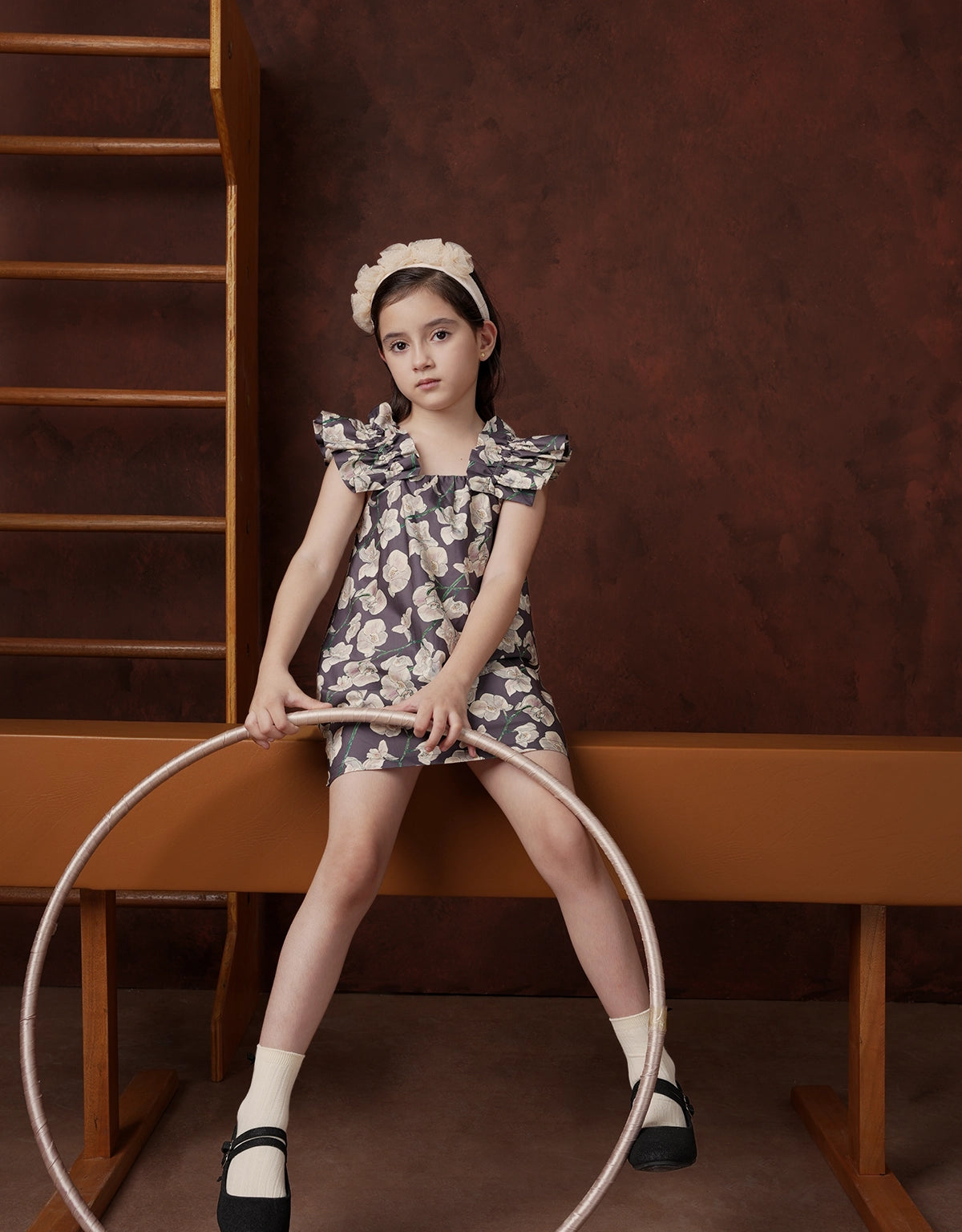 ALINA SWING DRESS CATTLEYA WITH RUFFLE SLEEVES