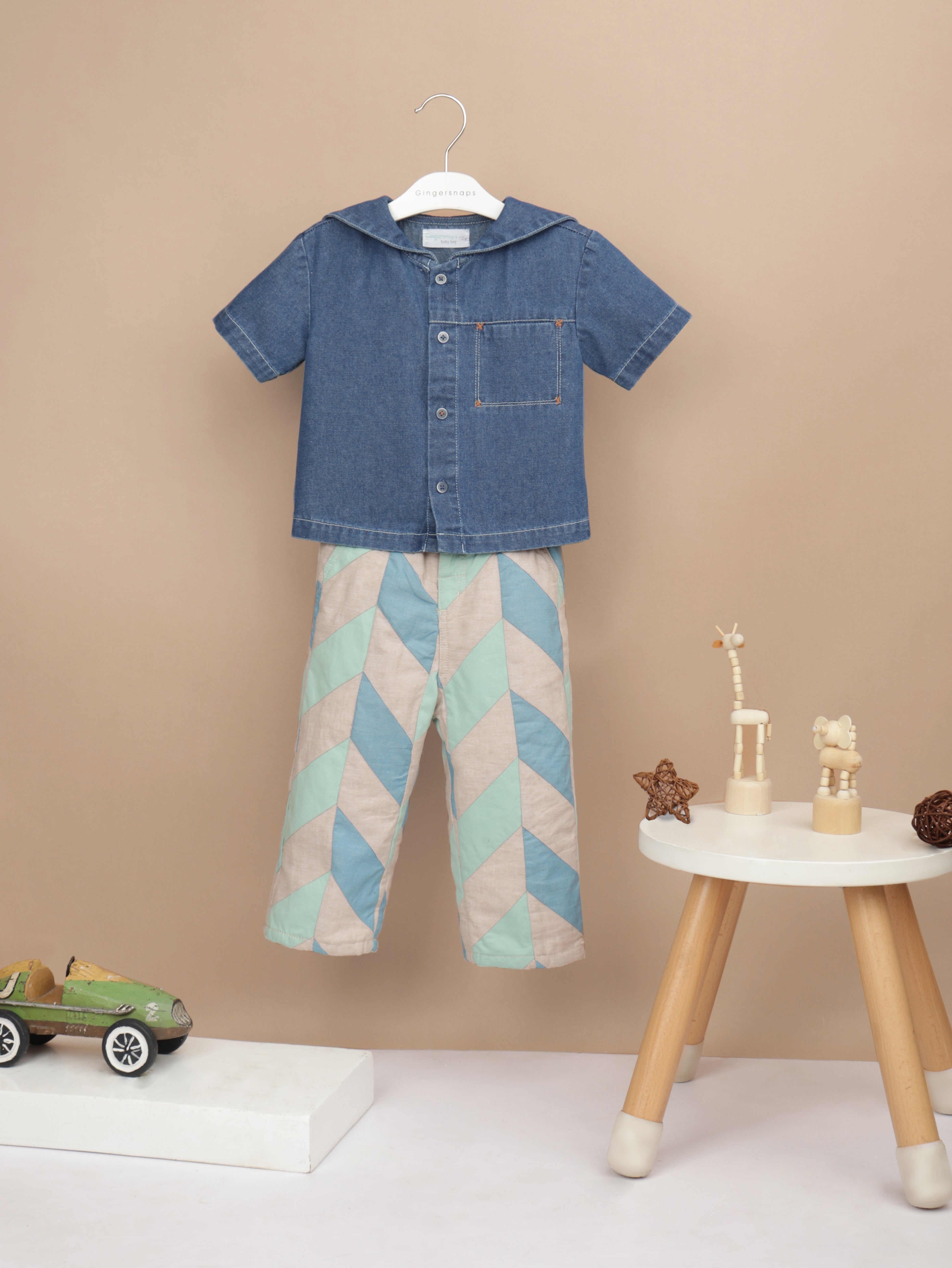 BABY ROMEO BUTTON-DOWN SHIRT WITH SAILOR COLLAR