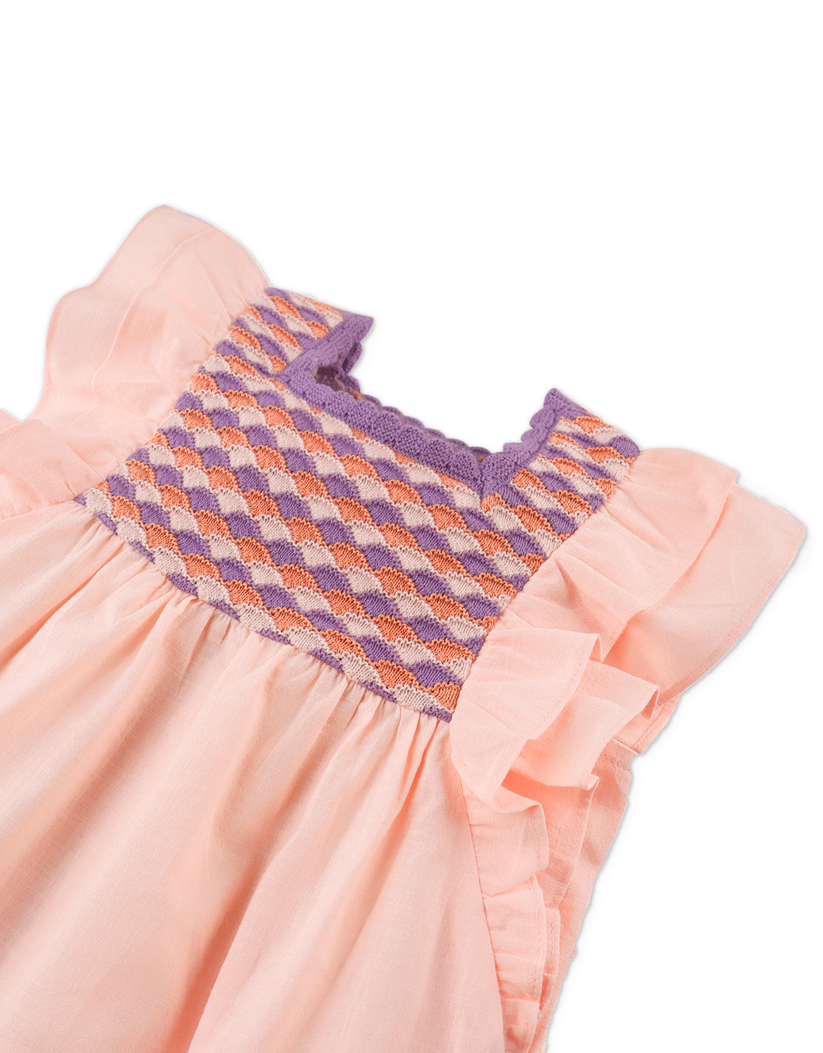 SYLVIA RUFFLED TOP WITH CROCHET-STYLE YOKE