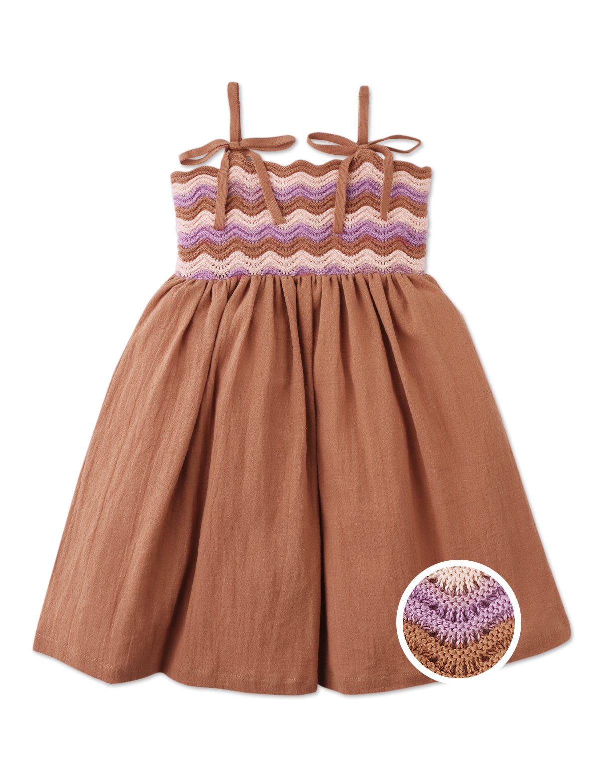 MALAYA SUN DRESS WITH WAVY KNITTED BODICE