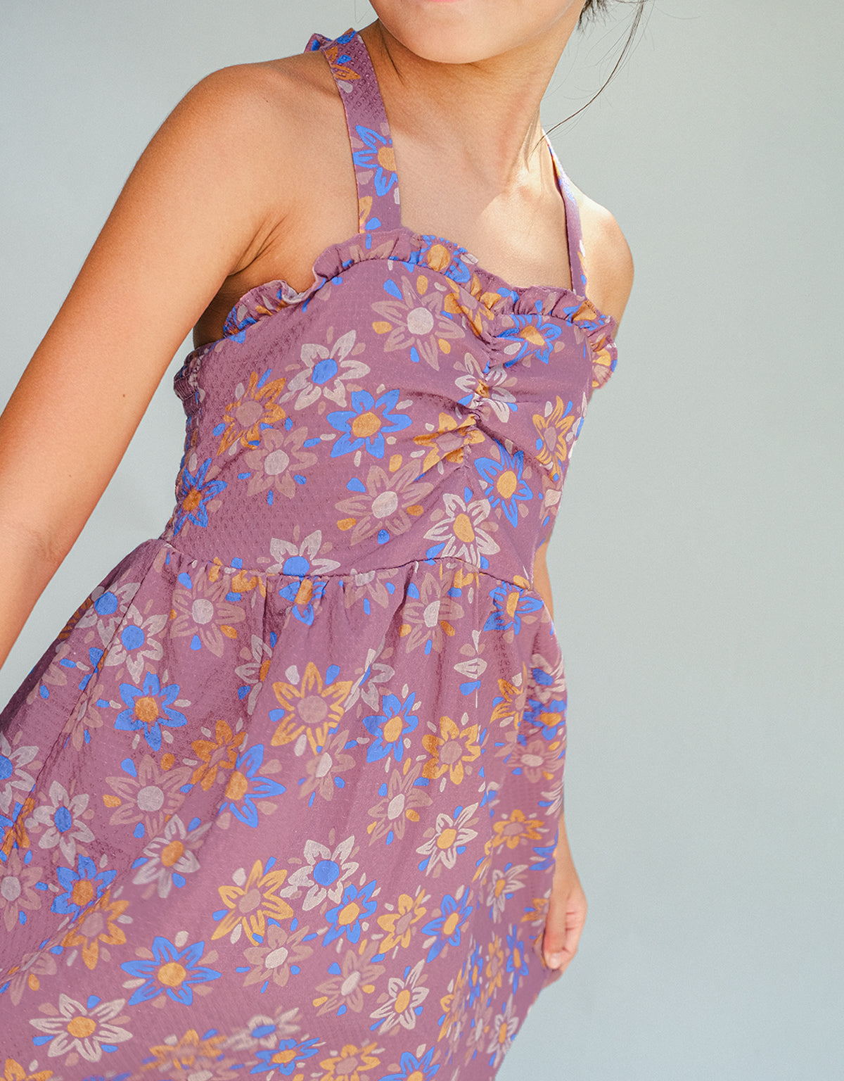 SAMANTHA FLORAL BATIK HALTER DRESS WITH RUFFLES