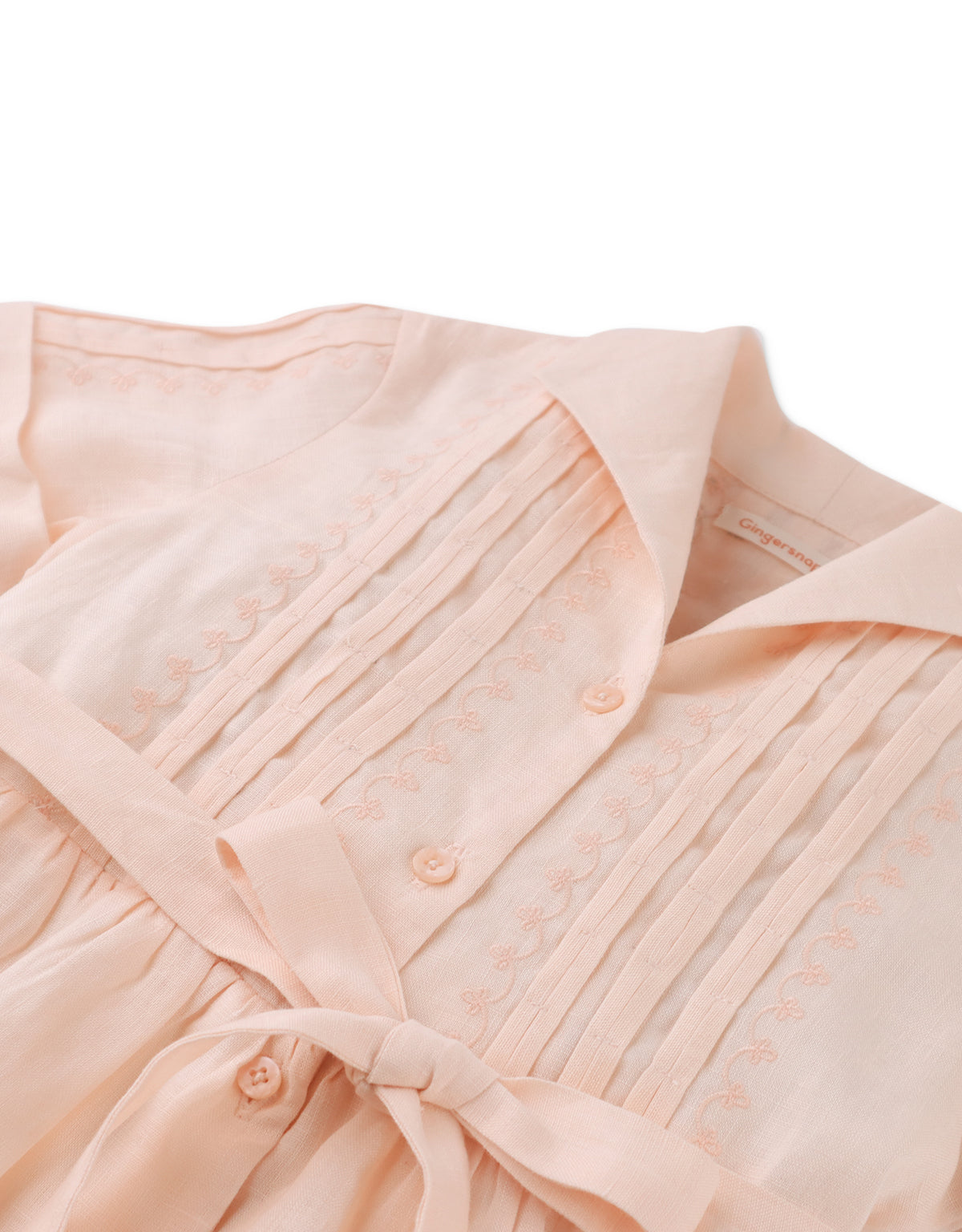 VERA PINTUCK DRESS WITH EMBROIDERED DETAILS