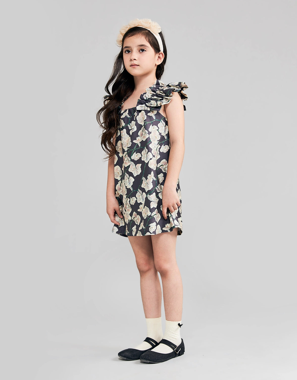 ALINA SWING DRESS CATTLEYA WITH RUFFLE SLEEVES