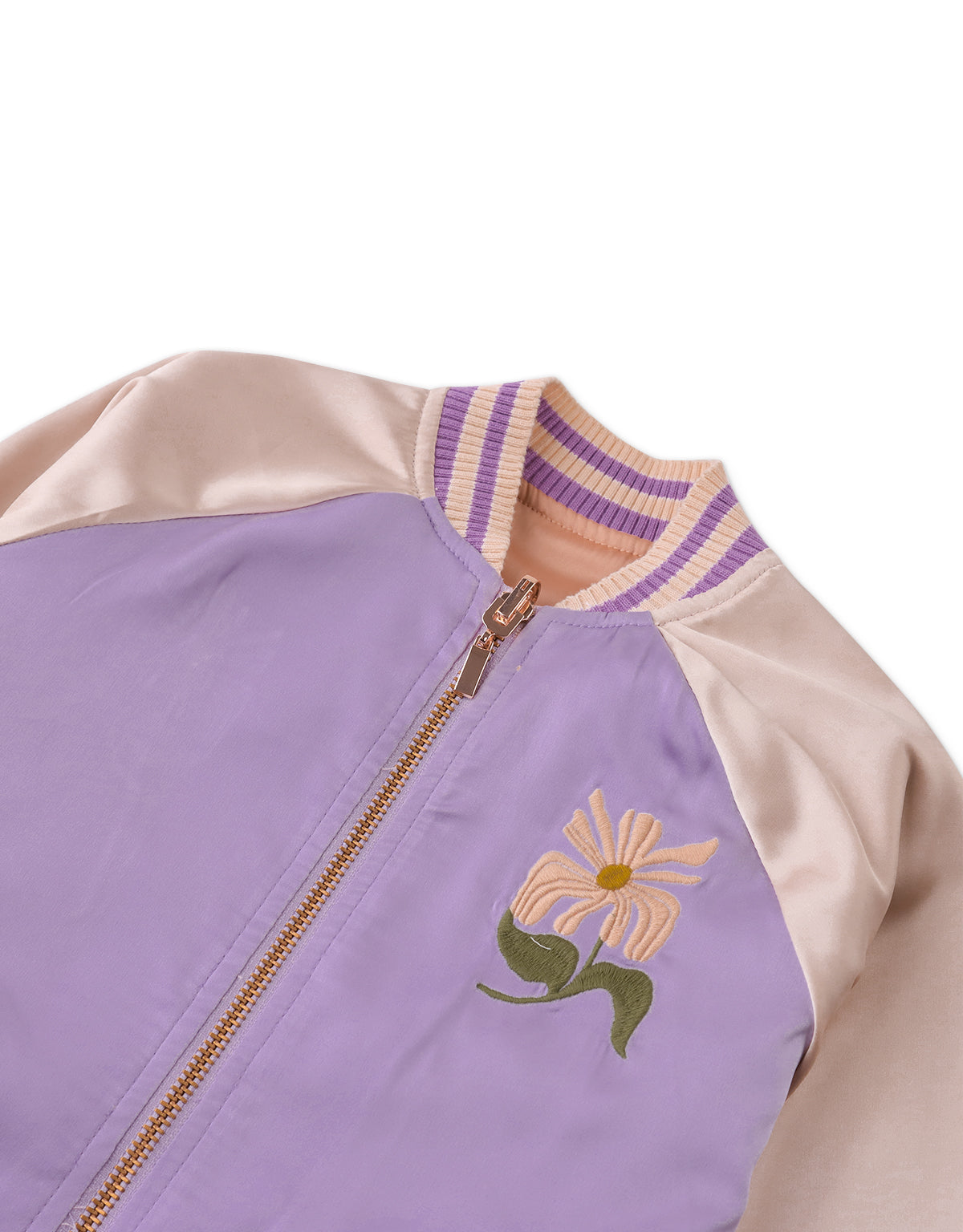 LEIGHTON VARSITY JACKET WITH FLOWER EMBROIDERY