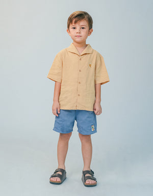 Ron Linen Blend Banana Embroidered Lido Shirt style detail