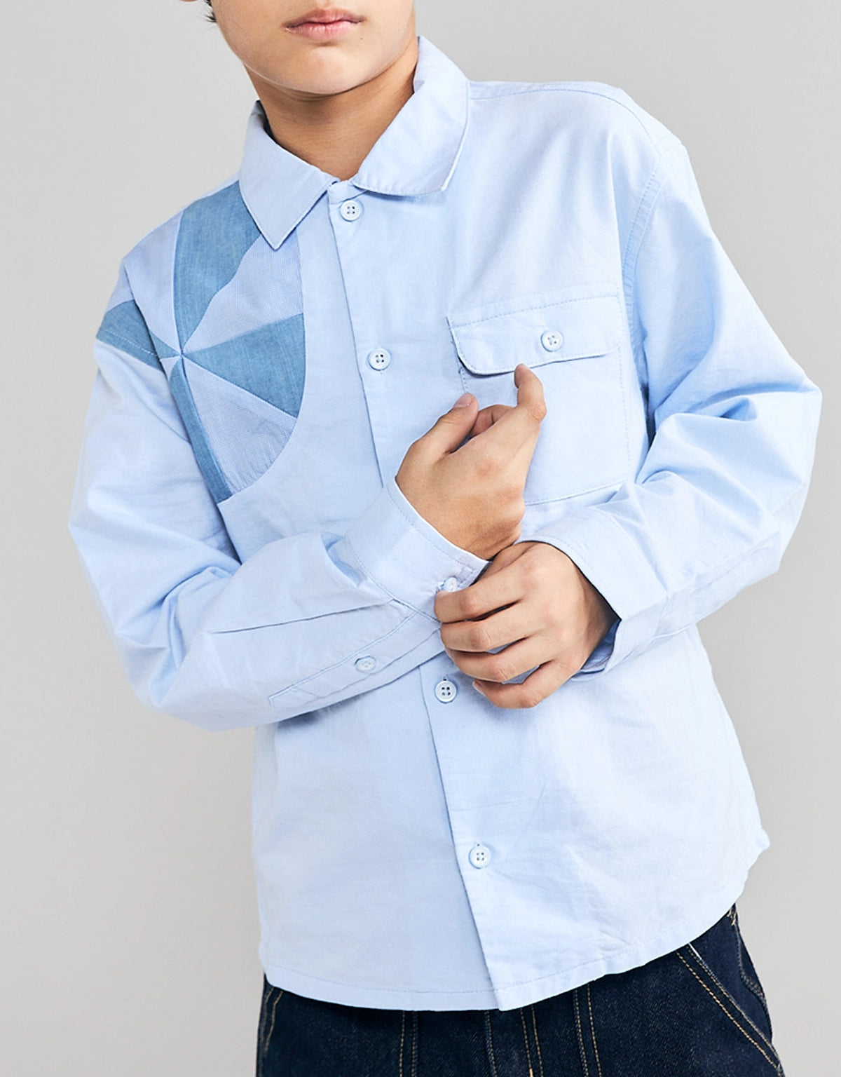 GIDEON LONG SLEEVES SHIRT WITH PATCHWORK