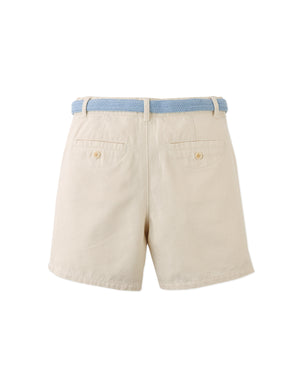 Blaine Regular Fit Canvas Shorts with Braided Cotton Belt fabric and fit detail