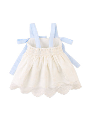 Leilani Embroidered Top with Bow Tie Straps outfit styling