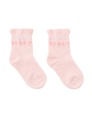 Frilly Crew Socks with Bow Intarsia Design side view