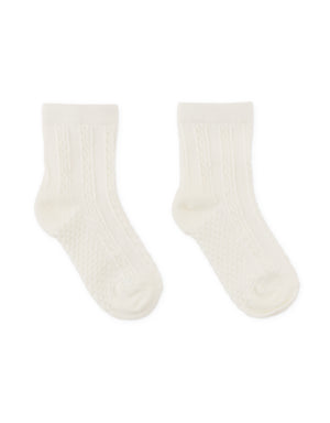 Fine Cable Knit Crew Socks lifestyle view