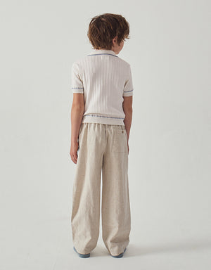 Erwin Fixed-Fold Drawstring Trousers fabric and fit detail