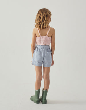 Amara Linen-like Cotton Shorts with Big Pockets, & Belt fabric and fit detail