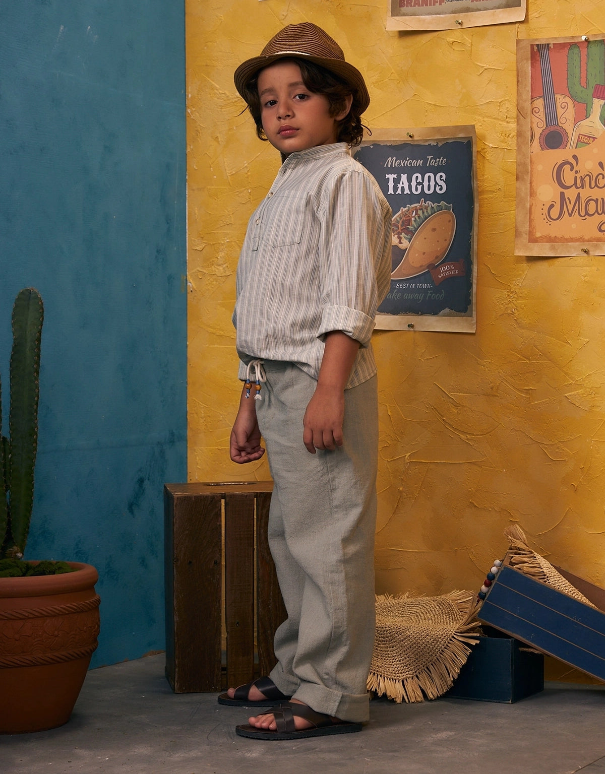 BOYS LINEN PULL-ON PANTS