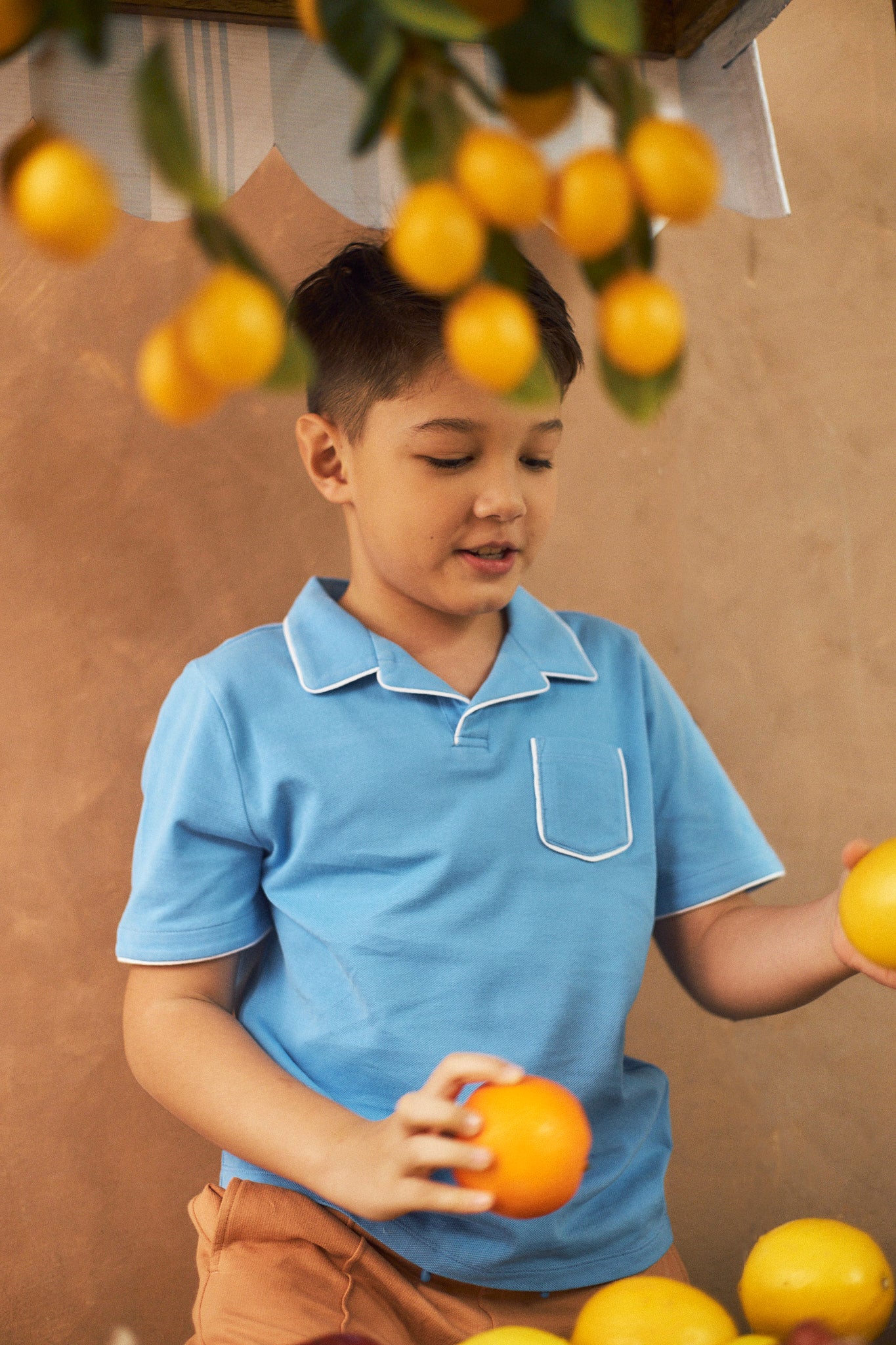 BOYS CONTRAST PIPING POLO SHIRT