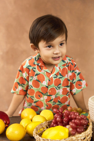 Baby Boys Big Oranges Print Short Sleeves Shirt product photo