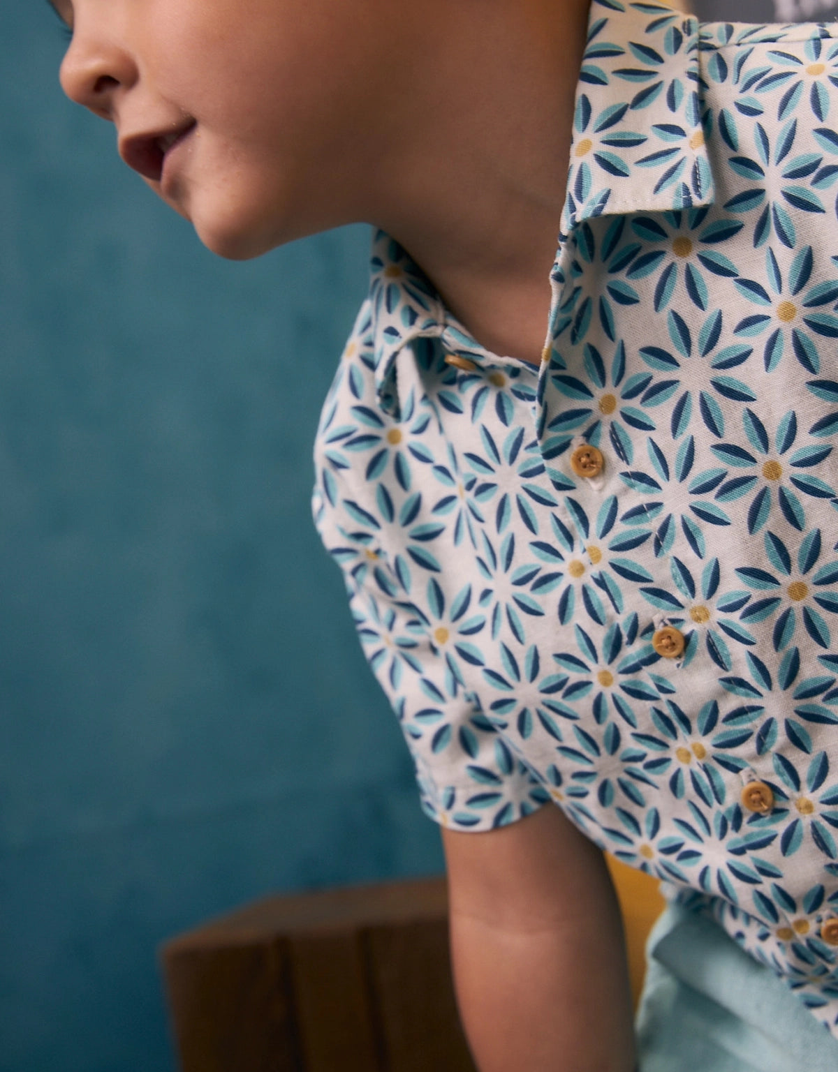 BABY BOYS TILE FLOWERS LINEN SHIRT