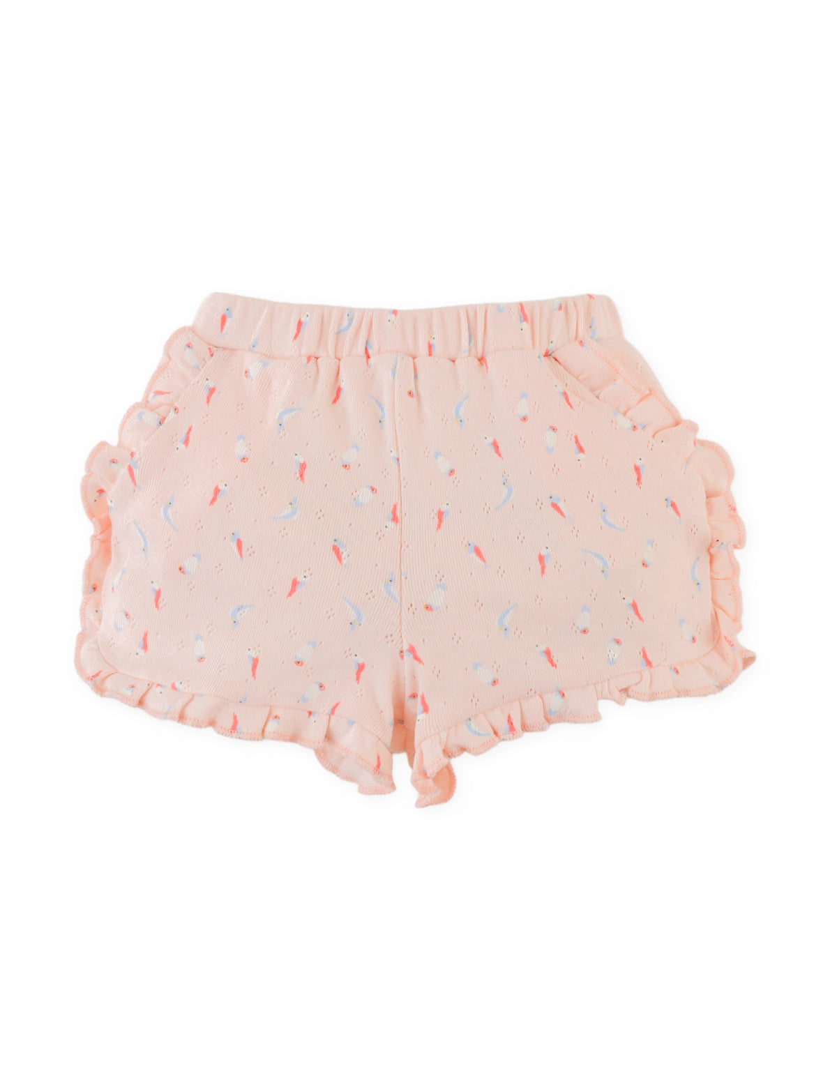 Baby Dina Pointelle Shorts with All-Over Floral Print and Ruffles