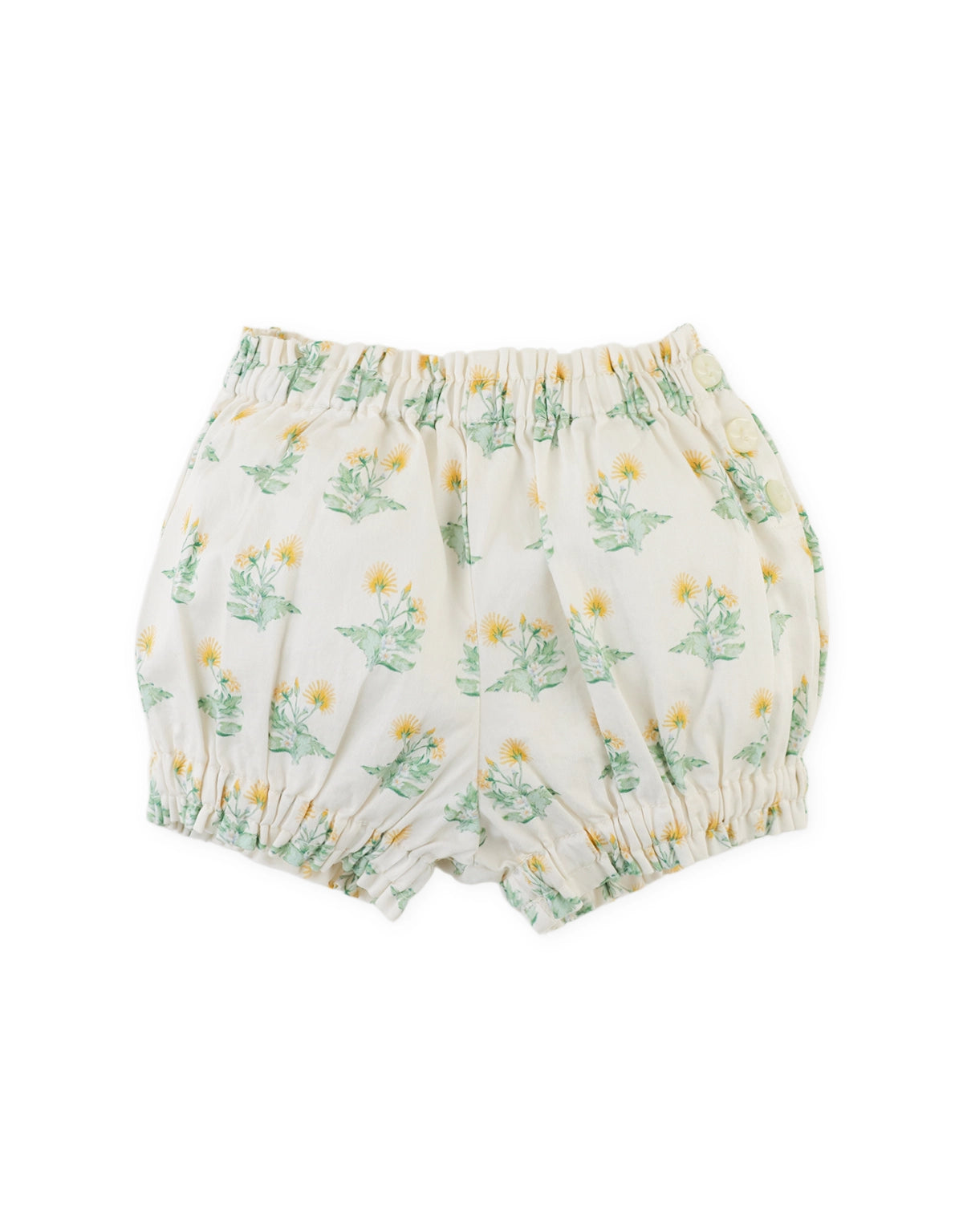 Baby Agnes Bloomers with All-Over Floral Print and Side Buttons - Off-White