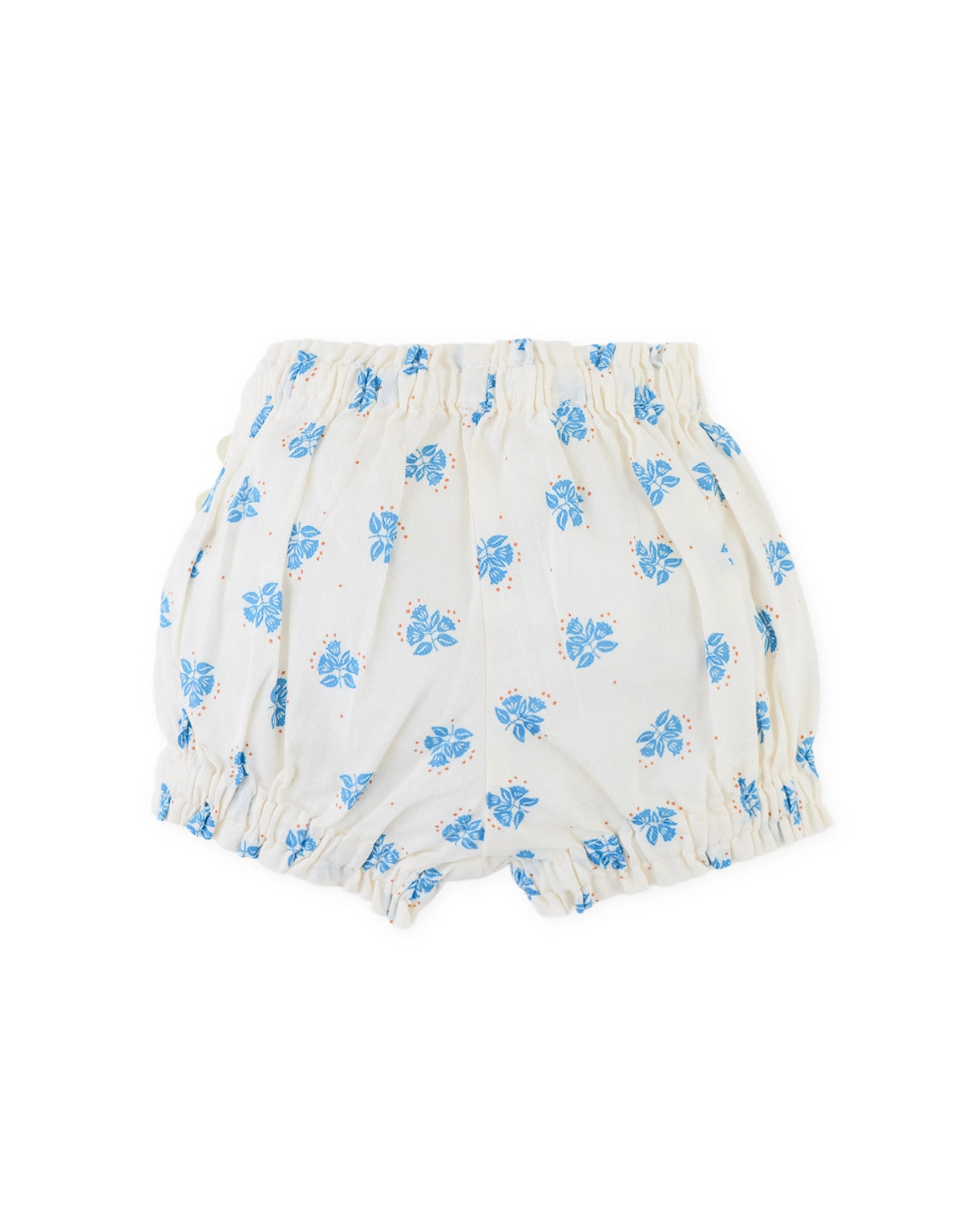 Baby Agnes Bloomers with All-Over Floral Print and Side Buttons - Blue