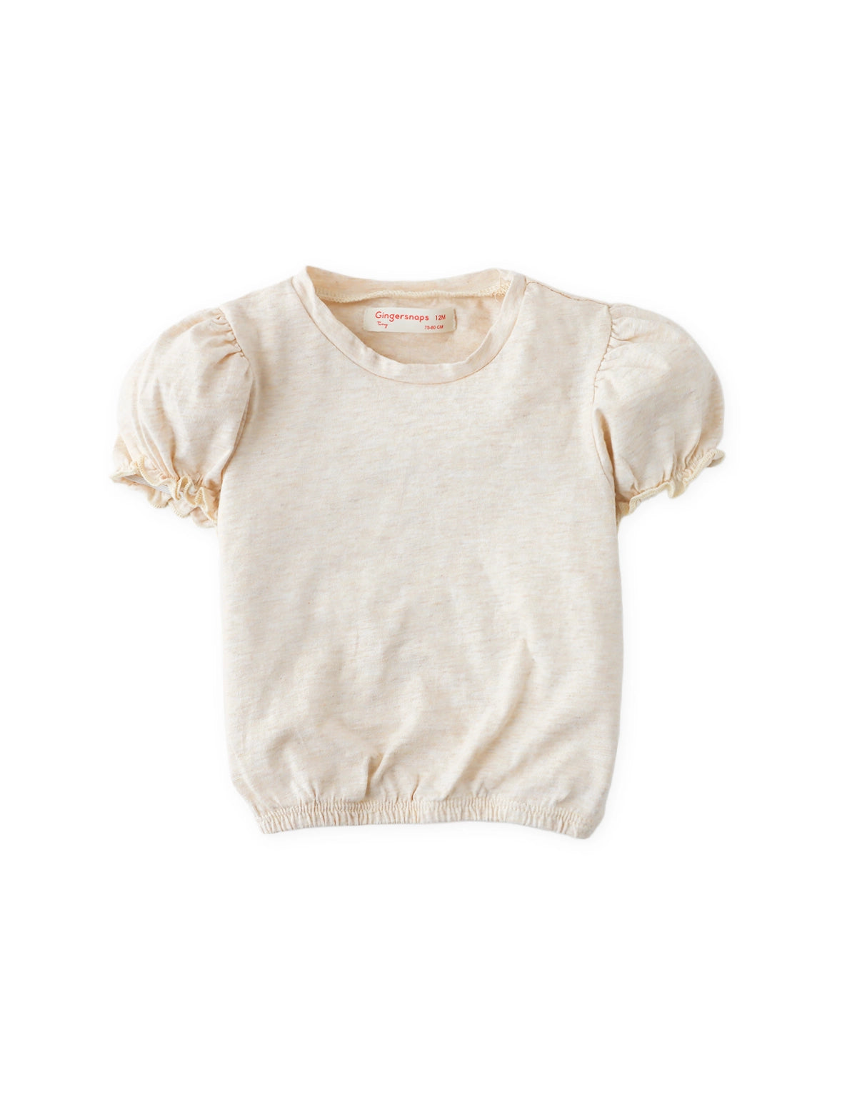 Baby Estelle Puff Sleeve Tee with Elasticized Hem - Beige