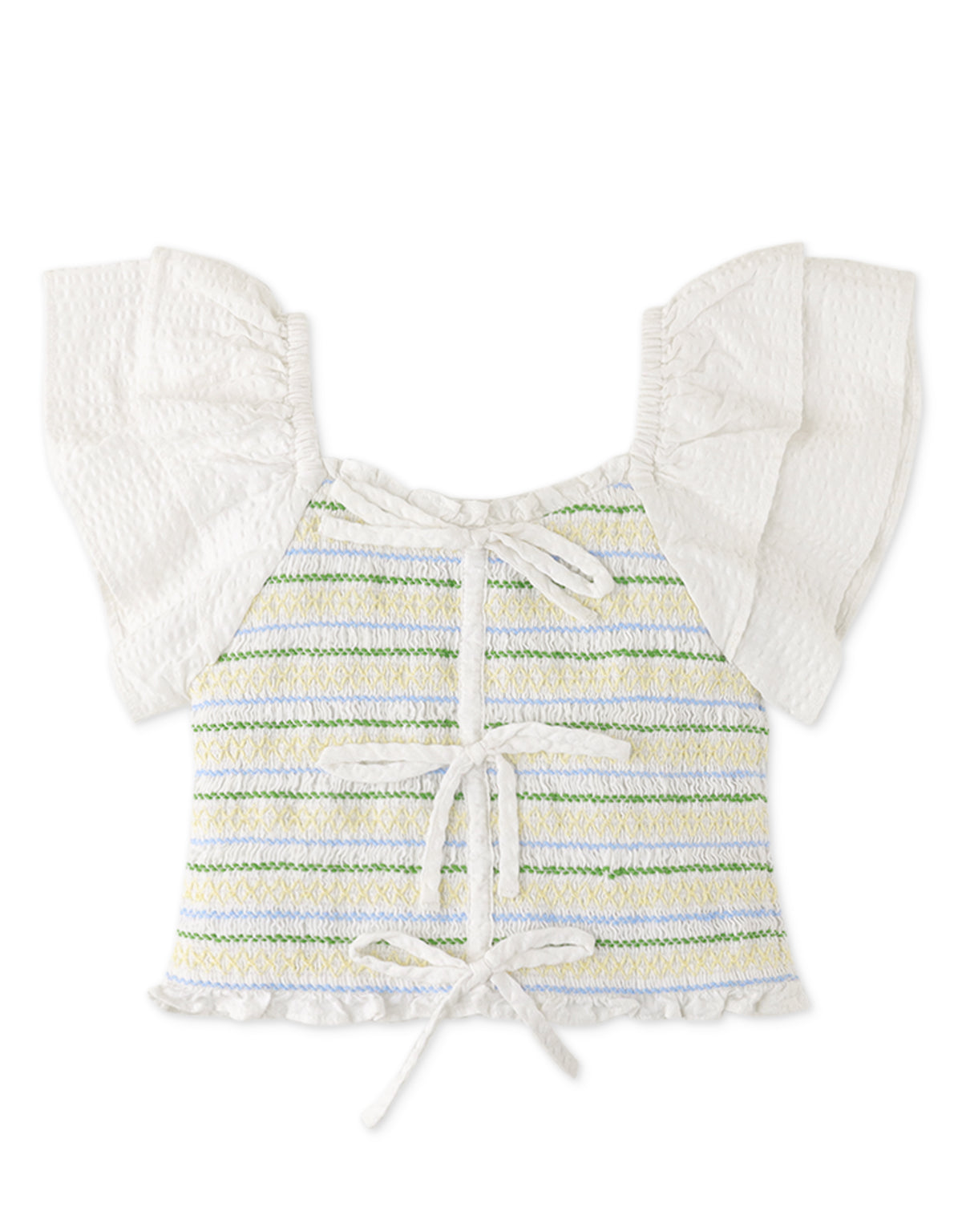 GIRLS SMOCKED BUTTERFLY SLEEVES BLOUSE