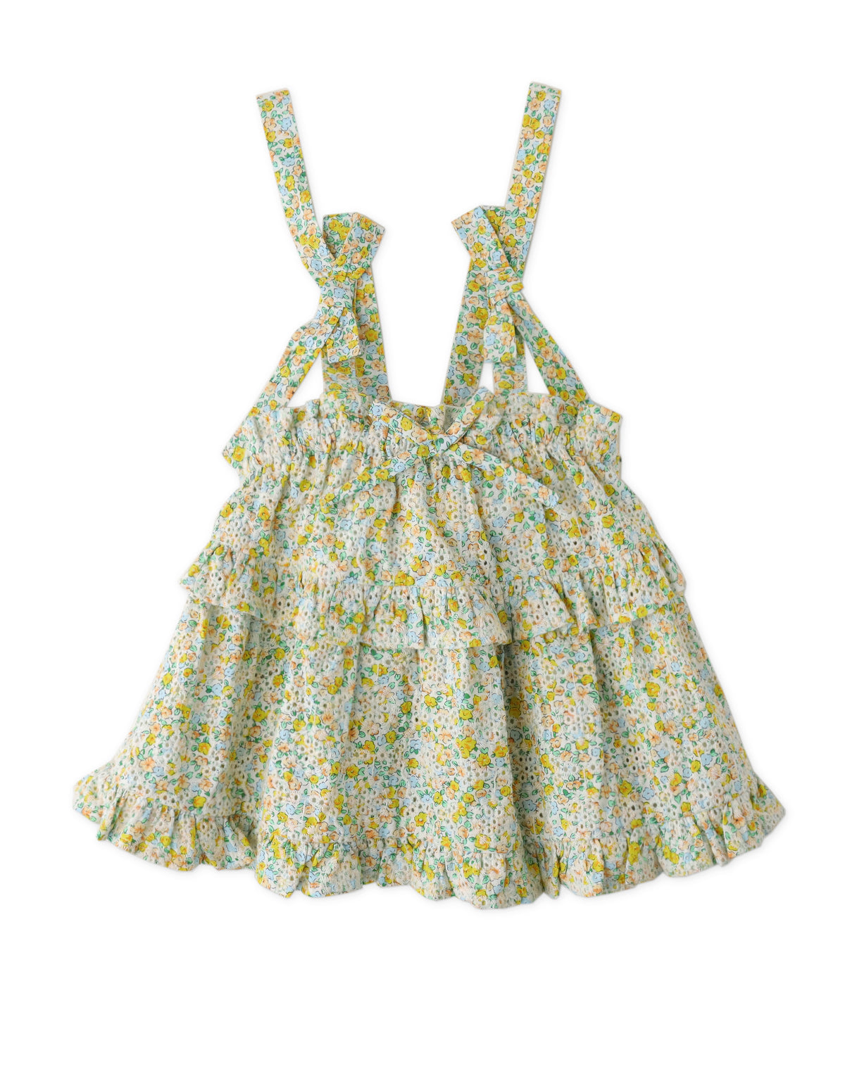 GIRLS FLORAL PRINT EYELET TIERED SWING TOP