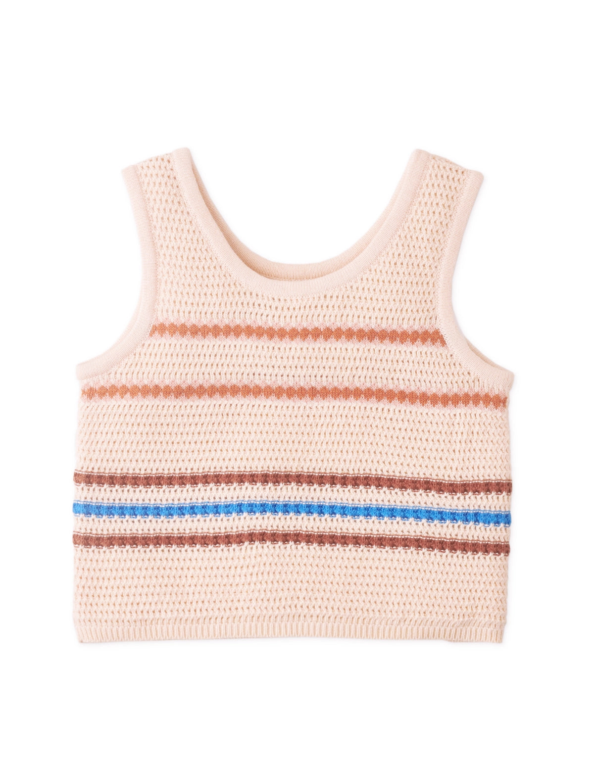 GIRLS CROCHET KNITED LIKE TANK TOP WITH MULTICOLOR KNIT DETAILS