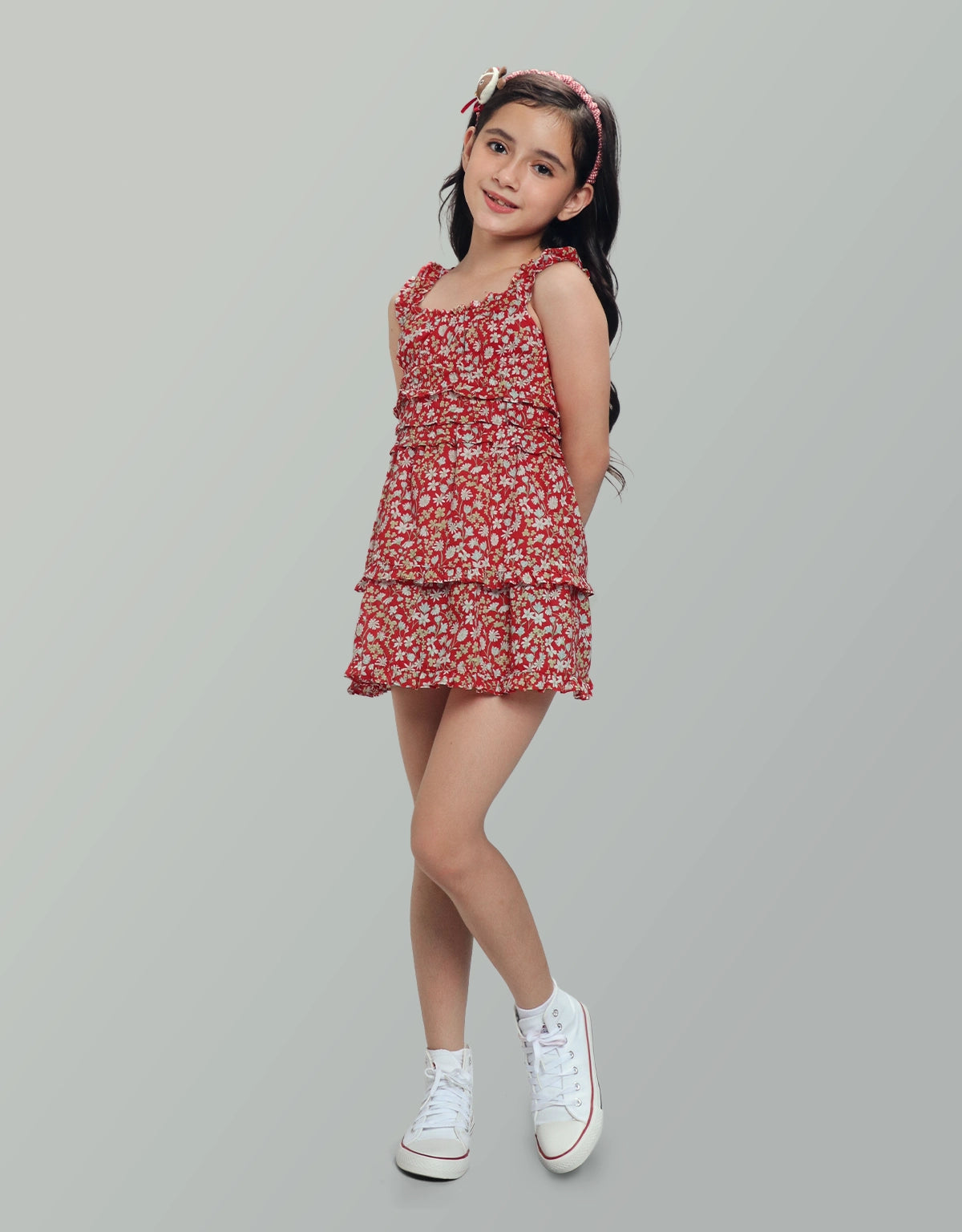 Esmee Ditsy Tiered Dress with Ruffles