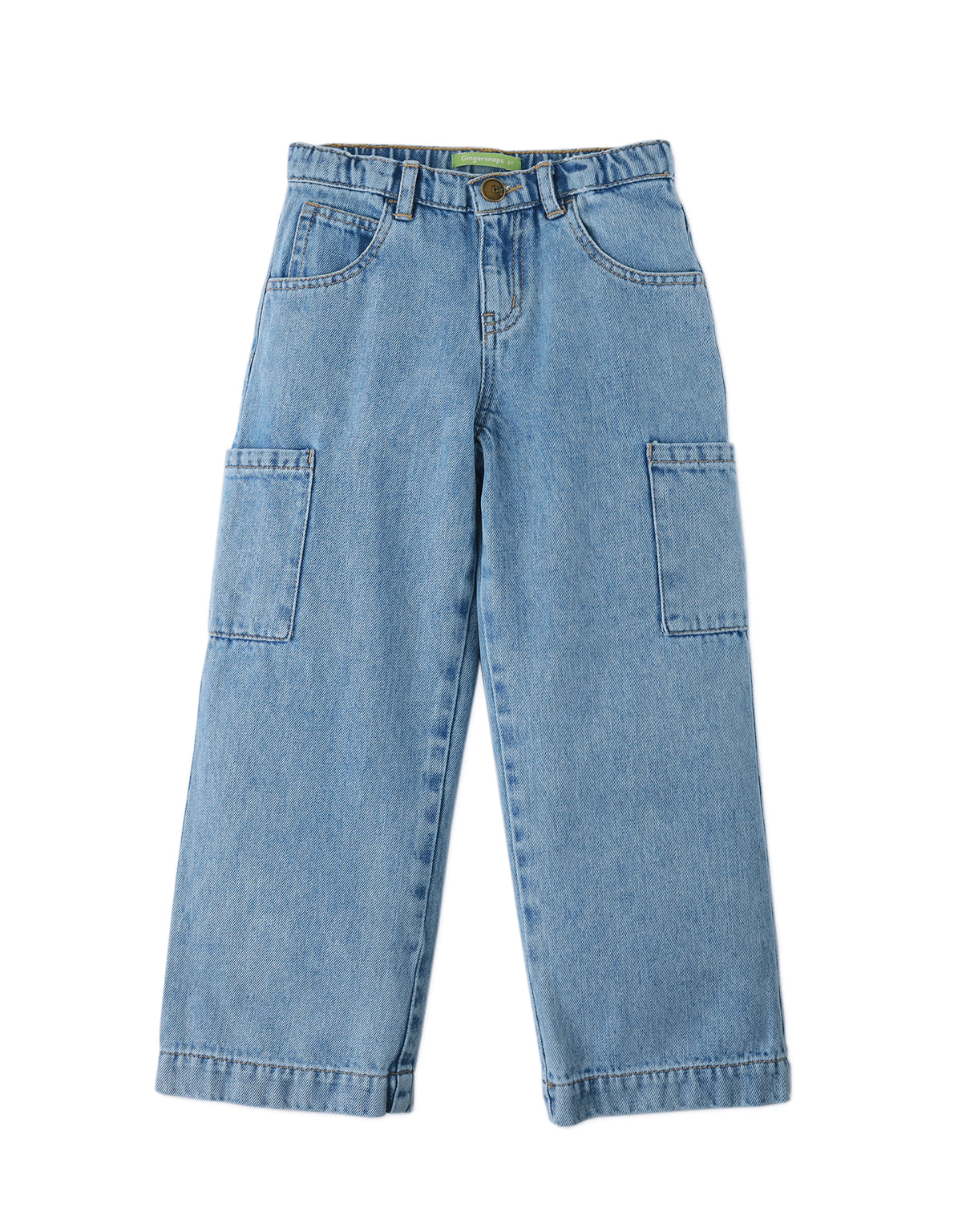 GIRLS DENIM CARGO PANTS