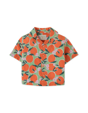Baby Boys Big Oranges Print Short Sleeves Shirt front view