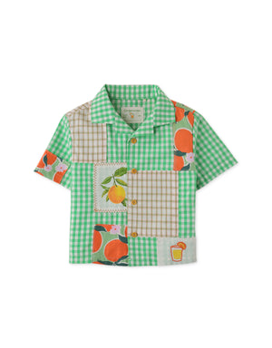 Baby Boys Multi Printed Patchwork Shirt front view