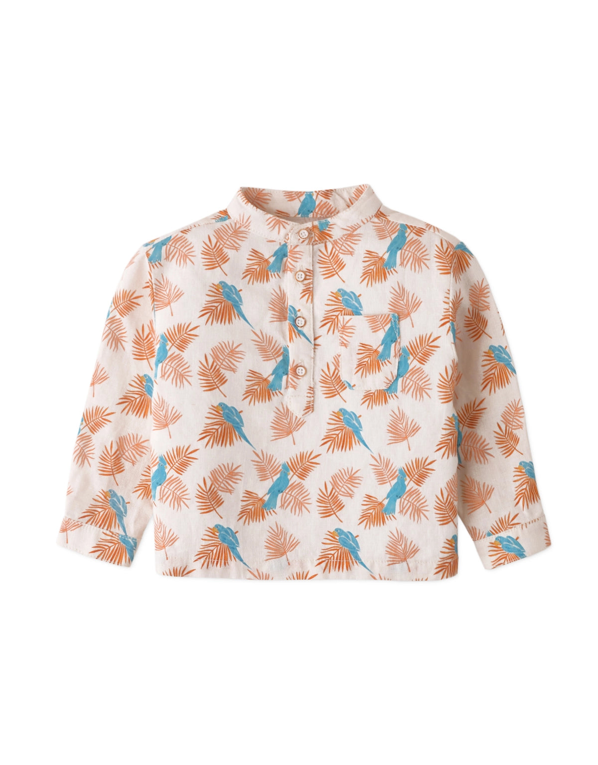 BABY BOYS PARROT PRINT LINEN SHIRT