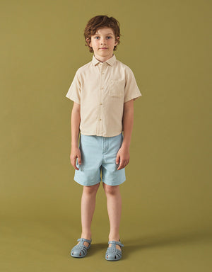 Sam Regular Fit Bedford Cord Shorts with Braided Cotton Belt front view