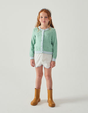 Jisoo Shorts with Butterfly Embroidery & Scalloped Edges front view