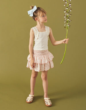 Bea Skort with Smocked Bodice & Embroidered Scallop style detail