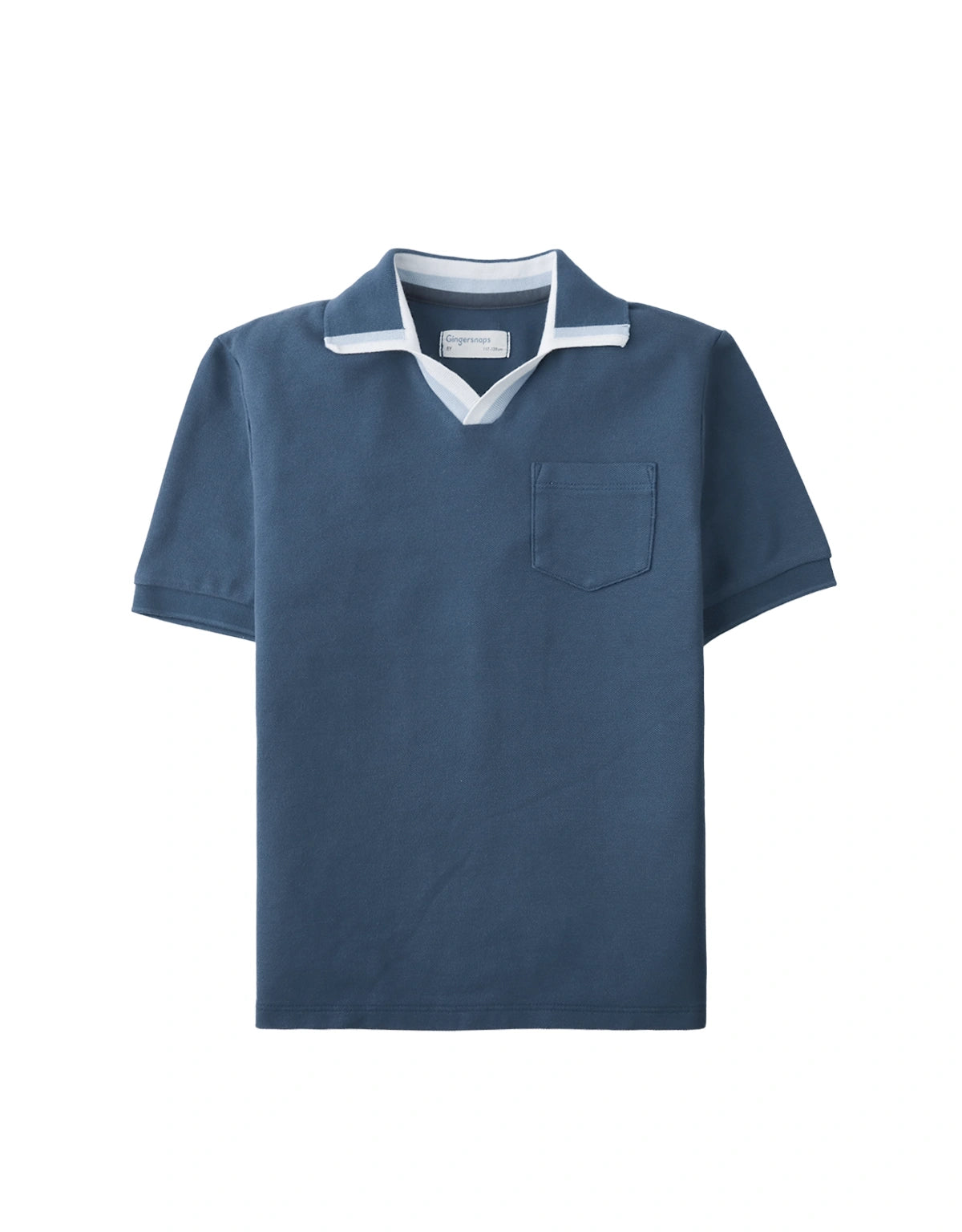 Gino Piqué Striped Polo with Contrast Open Collar