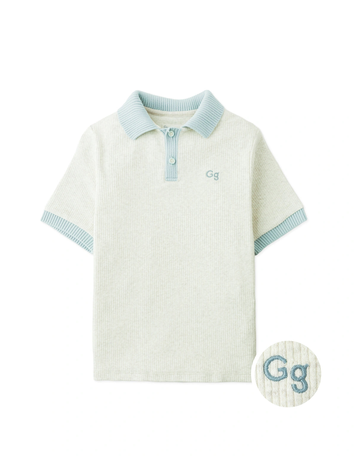 Kiyoto Ribbed Pointelle Knit Polo with Contrast Details