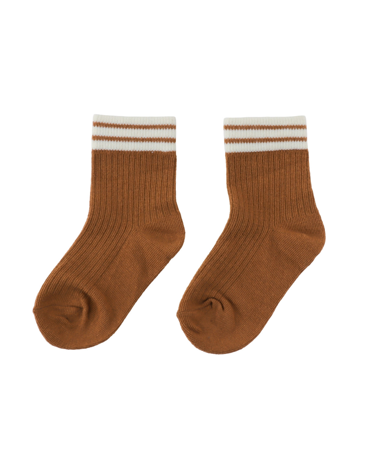 Ribbed Crew Socks with Contrast Stripes