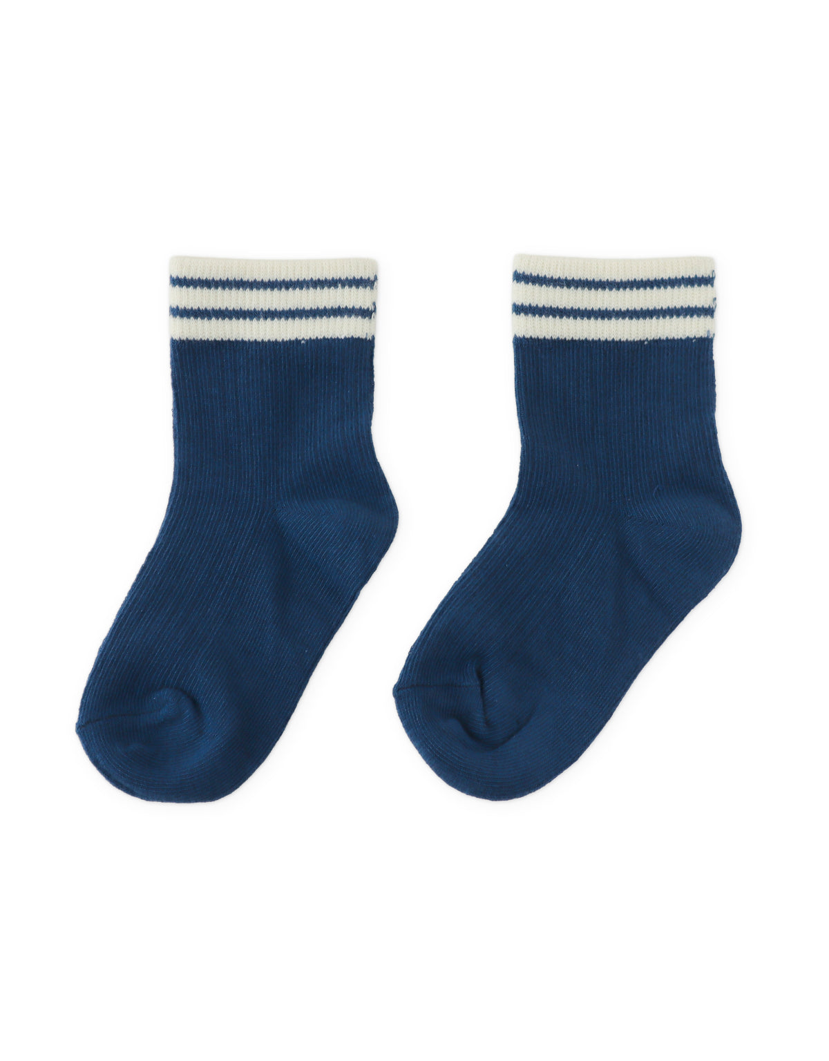 Ribbed Crew Socks with Contrast Stripes