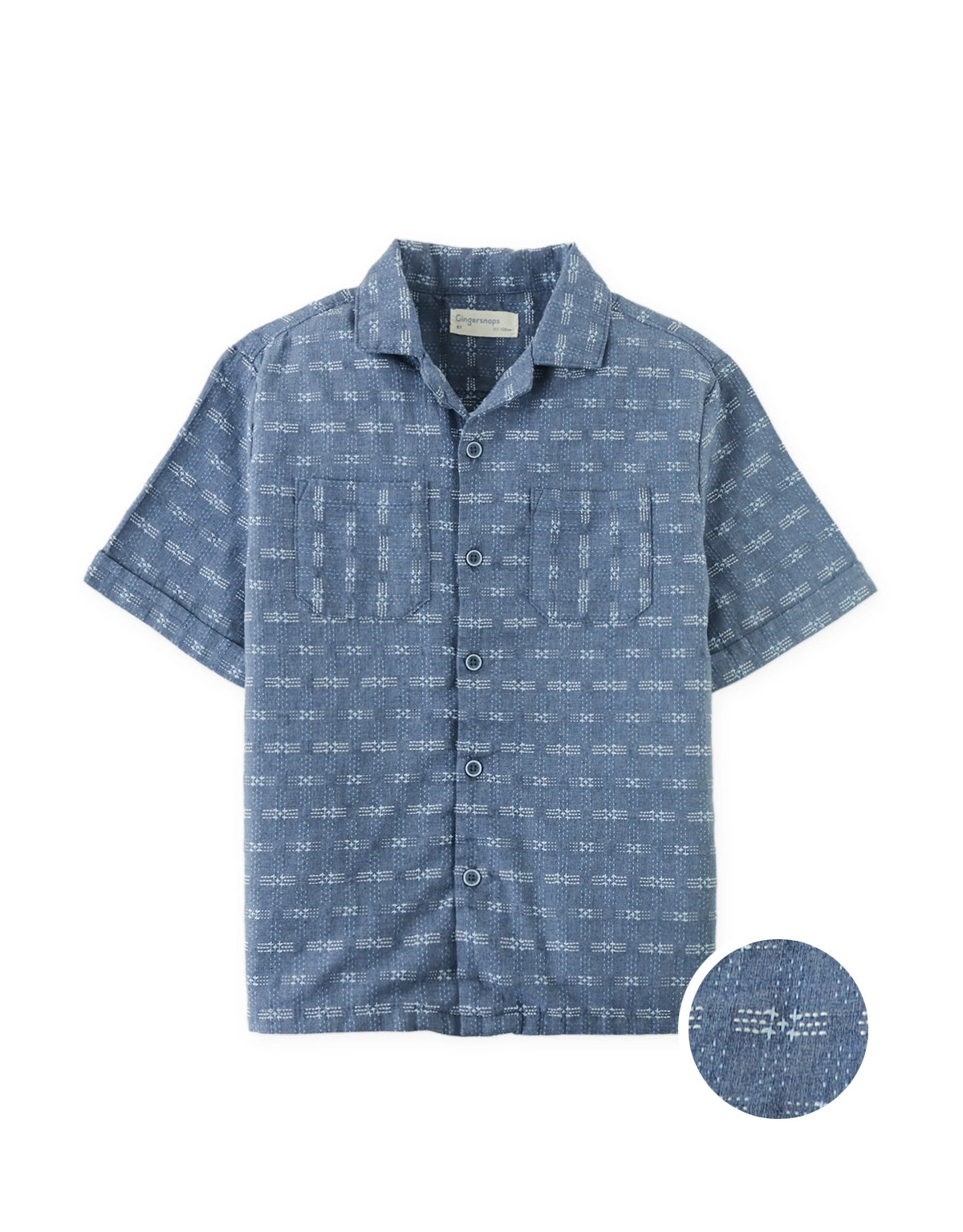 Ryu Sashiko-Inspired Woven Shirt with Patch Pockets