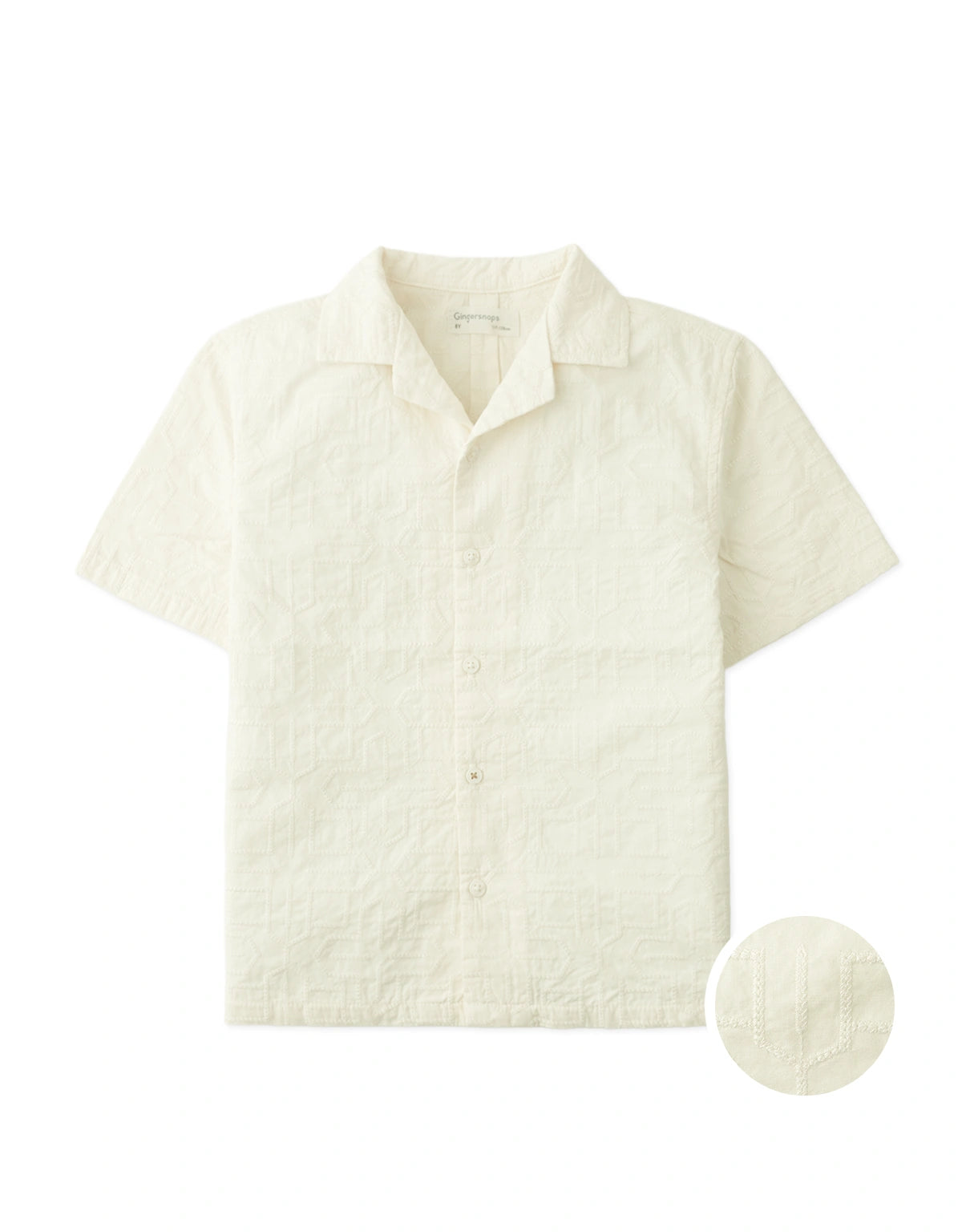 Tadashi Geometric Eyelet Camp Collar Shirt